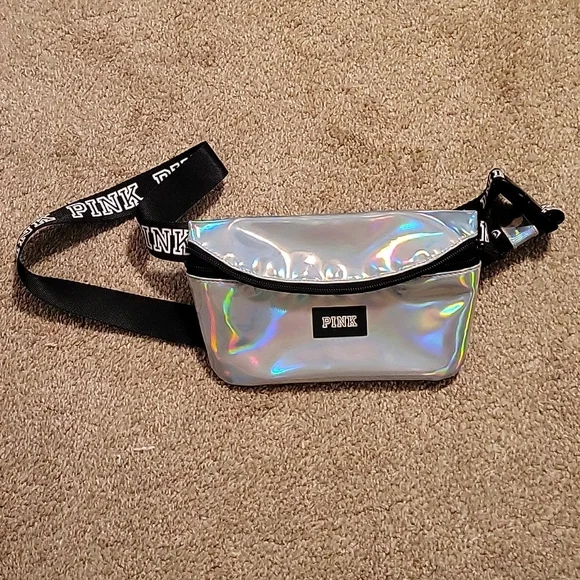 PINK Victoria\'s Secret Holographic Silver Bag adjustable strap for waist s-l400.jpg main image 4